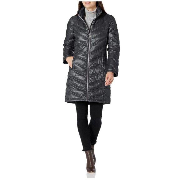 NWT  Calvin Klein Women's Chevron Quilted Packable Down Jacket -- 0X - Picture 1 of 7